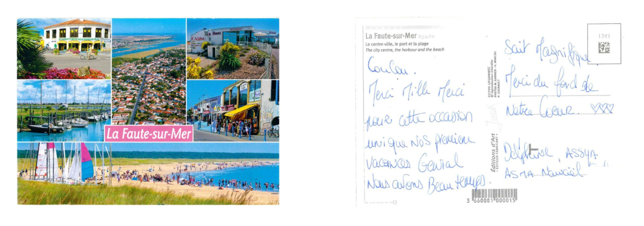 Un aperçu d'une carte postale recto verso